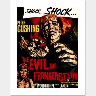 Classic Hammer Horror Movie Poster - The Evil of Frankenstein Posters and Art